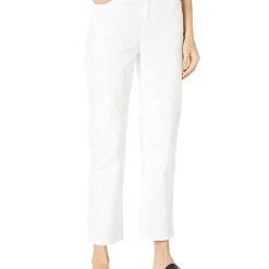 Eileen Fisher High-Waisted Straight Ankle Jeans in Garment Dyed Organic Cotton Stretch Denim