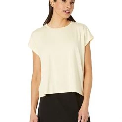 Eileen Fisher Crew Neck Boxy Top in Fine Stretch Jersey Knit | Shirts & Tops