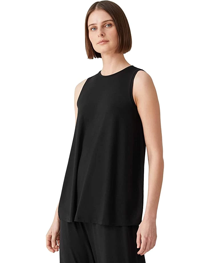 Eileen Fisher Crew Neck Long Shell in Fine Stretch Jersey Knit | Shirts & Tops 3 Eileen Fisher Crew Neck Long Shell in Fine Stretch Jersey Knit | Shirts & Tops