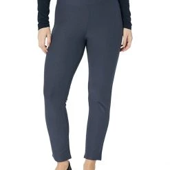Eileen Fisher Petite High-Waisted Slim Ankle Pants w/ Wide Yoke in Washable Stretch Crepe