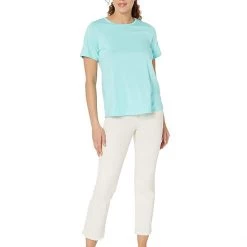 Eileen Fisher Round Neck Short Sleeve Tee in Organic Pima Cotton Jersey | Shirts & Tops -Eberjey Shop 61VIma0grL. AC SR736920