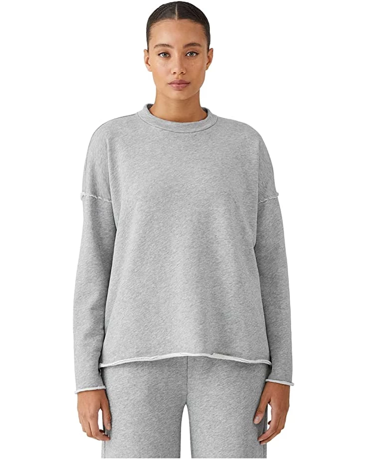 Eileen Fisher High Crew Neck Box Top in Melange Organic Cotton French Terry | Hoodies & Sweatshirts 7 Eileen Fisher High Crew Neck Box Top in Melange Organic Cotton French Terry | Hoodies & Sweatshirts - Image 5
