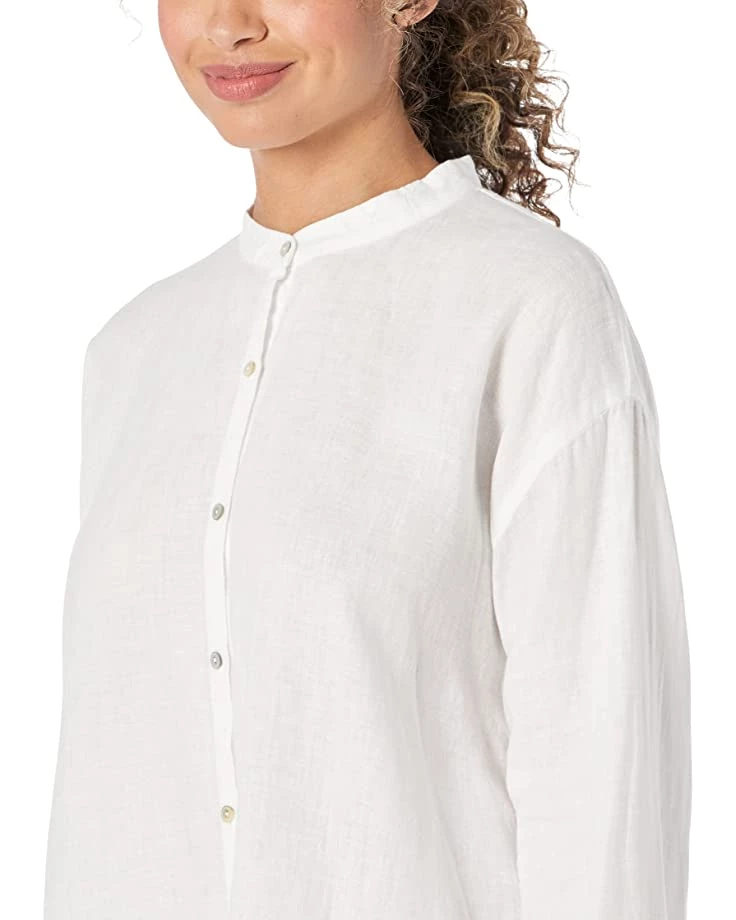 Eileen Fisher Mandarin Collar Long Boxy Shirt in Organic Handkerchief Linen | Shirts & Tops 5 Eileen Fisher Mandarin Collar Long Boxy Shirt in Organic Handkerchief Linen | Shirts & Tops - Image 3