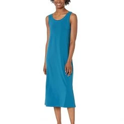Eileen Fisher Petite Scoop Neck Full-Length Tank Dress in Organic Pima Cotton Stretch Jersey | Dresses