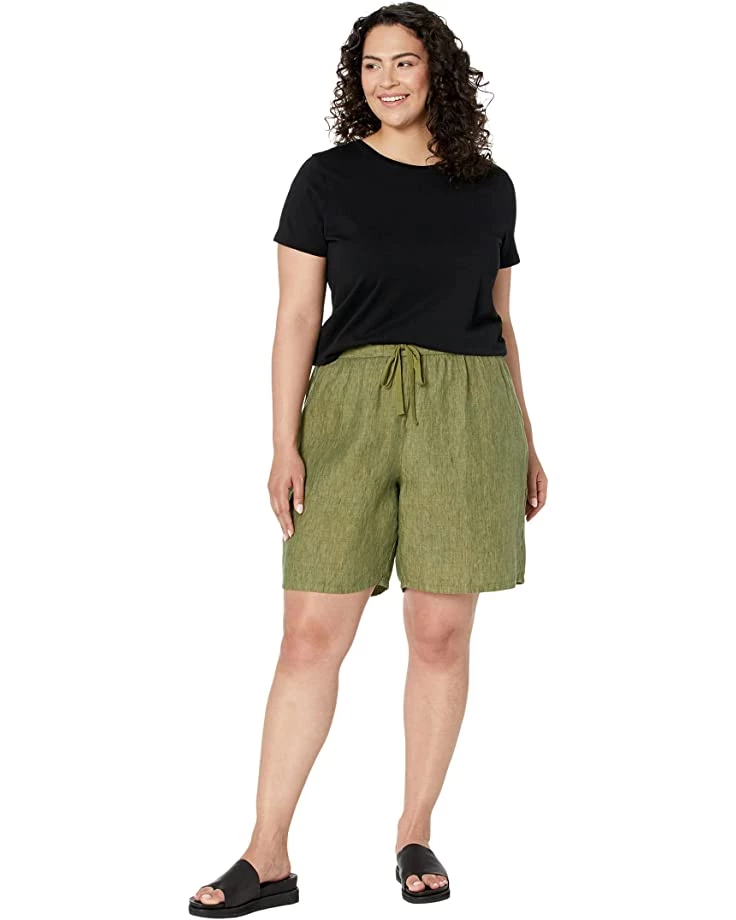 Eileen Fisher Midthigh Shorts w/ Drawstring in Washed Organic Linen Delave 6 Eileen Fisher Midthigh Shorts w/ Drawstring in Washed Organic Linen Delave - Image 4
