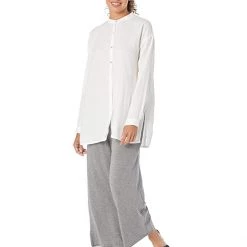 Eileen Fisher Mandarin Collar Long Boxy Shirt in Organic Handkerchief Linen | Shirts & Tops 9 Eileen Fisher Mandarin Collar Long Boxy Shirt in Organic Handkerchief Linen | Shirts & Tops -Eberjey Shop 61lDiagHAsL. AC SR736920