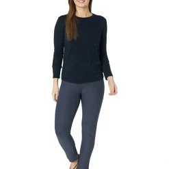 Eileen Fisher Petite High-Waisted Slim Ankle Pants w/ Wide Yoke in Washable Stretch Crepe -Eberjey Shop 61mx5iaUv3L. AC SR736920