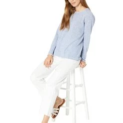 Eileen Fisher Crew Neck Flat Saddle Pullover in Organic Cotton Linen Slub | Sweaters -Eberjey Shop 61vmvR9W72L. AC SR736920