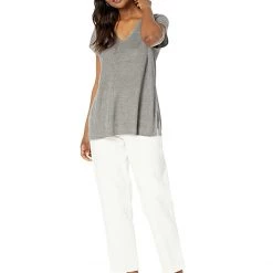 Eileen Fisher V-Neck Sleeveless Pullover in Organic Linen Delave Rib | Shirts & Tops -Eberjey Shop 61wTF 6M0L. AC SR736920