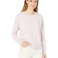 Eileen Fisher Crew Neck Top with High-Low Hem in Organic Cotton Stretch Jersey | Shirts & Tops