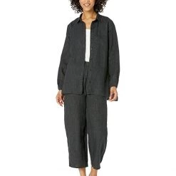 Eileen Fisher Straight Leg Ankle Pleated Pants in Washed Organic Linen Delave -Eberjey Shop 71B6bfpiyL. AC SR736920