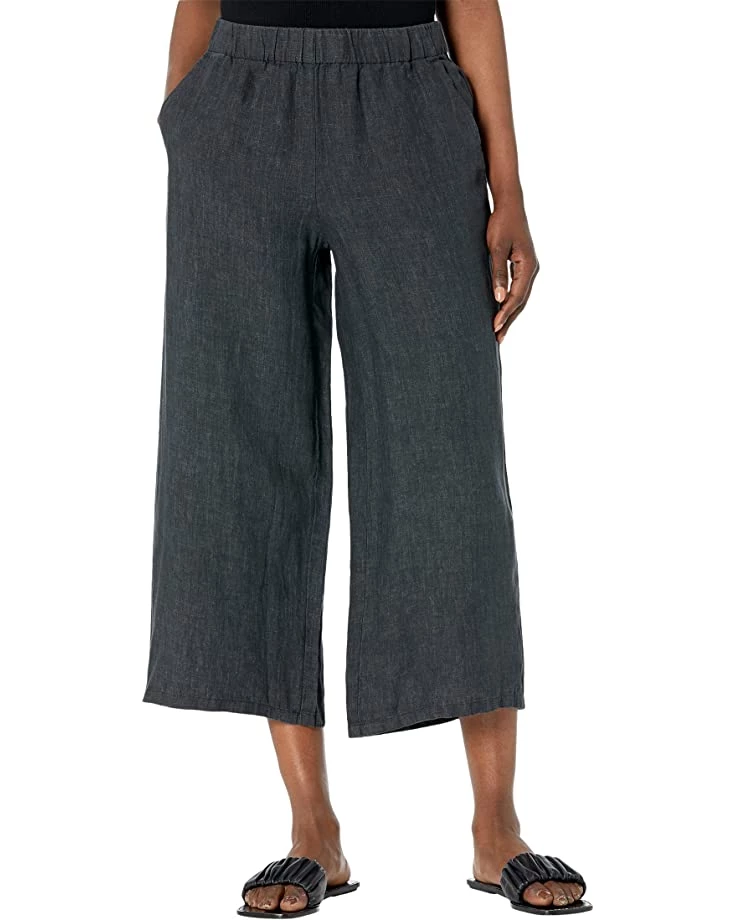Eileen Fisher Wide Leg Cropped Pants in Washed Organic Linen Delave 3 Eileen Fisher Wide Leg Cropped Pants in Washed Organic Linen Delave