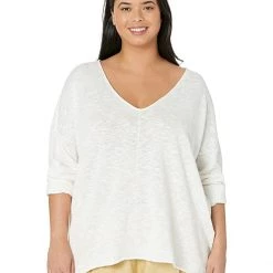 Eileen Fisher V-Neck Pullover in Organic Cotton Linen Slub | Shirts & Tops -Eberjey Shop 71GuVgt uUL. AC SR736920