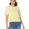Eileen Fisher Crew Neck Elbow Sleeve Boxy Top in Lightweight Organic Cotton Terry | Shirts & Tops