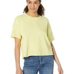 Eileen Fisher Crew Neck Elbow Sleeve Boxy Top in Lightweight Organic Cotton Terry | Shirts & Tops