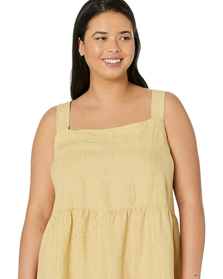 Eileen Fisher Tiered Strap Full-Length Dress in Washed Organic Linen Delave | Dresses 5 Eileen Fisher Tiered Strap Full-Length Dress in Washed Organic Linen Delave | Dresses - Image 3