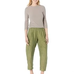 Eileen Fisher Cropped Lantern Pants in Washed Organic Linen Delave -Eberjey Shop 71LqNMSX2XL. AC SR736920