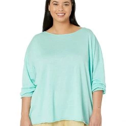 Eileen Fisher Boatneck Box Top in Organic Linen Cotton Jersey | Shirts & Tops