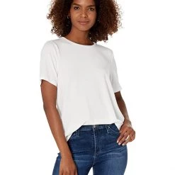 Eileen Fisher Crew Neck Short Short Sleeve Top in Fine Stretch Jersey Knit | Shirts & Tops -Eberjey Shop 71TTkRrPgSL. AC SR736920