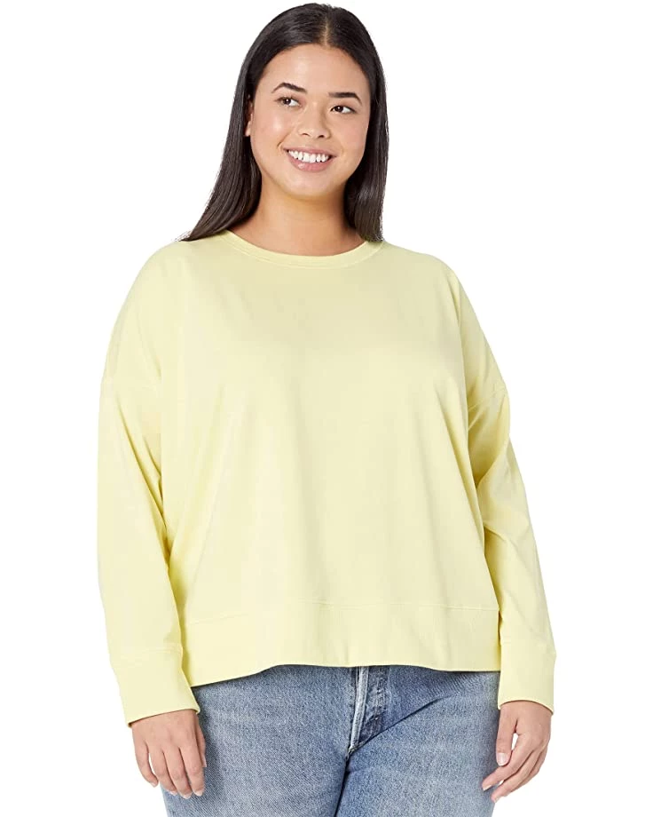 Eileen Fisher Crew Neck Top with High-Low Hem in Organic Pima Cotton Stretch Jersey | Hoodies & Sweatshirts 3 Eileen Fisher Crew Neck Top with High-Low Hem in Organic Pima Cotton Stretch Jersey | Hoodies & Sweatshirts