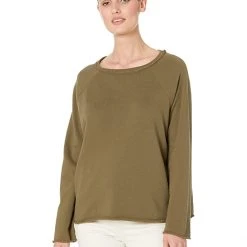 Eileen Fisher Bateau Neck Saddle Shoulder Box Top in Lightweight Organic Cotton Terry | Shirts & Tops