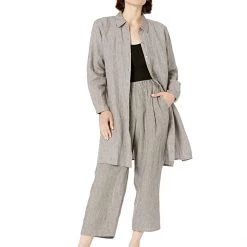 Eileen Fisher Petite Straight Leg Ankle Pleated Pants in Washed Organic Linen Delave -Eberjey Shop 71jSdNjQsNL. AC SR736920
