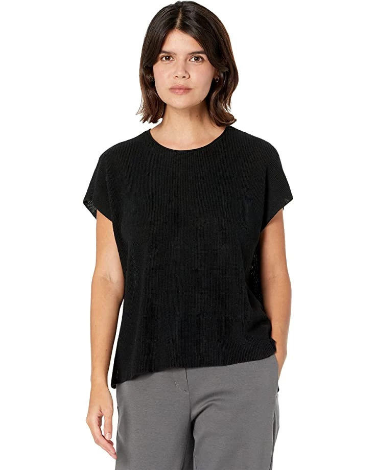Eileen Fisher Petite Crew Neck Box Top in Organic Linen Cotton | Shirts & Tops 3 Eileen Fisher Petite Crew Neck Box Top in Organic Linen Cotton | Shirts & Tops