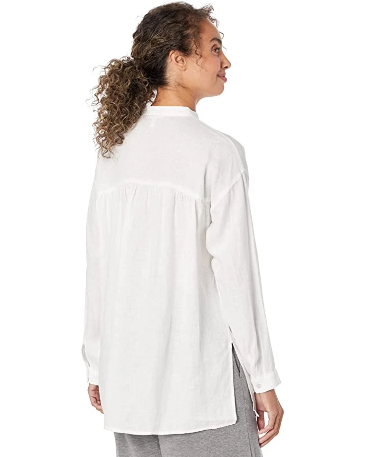 Eileen Fisher Mandarin Collar Long Boxy Shirt in Organic Handkerchief Linen | Shirts & Tops 4 Eileen Fisher Mandarin Collar Long Boxy Shirt in Organic Handkerchief Linen | Shirts & Tops - Image 2