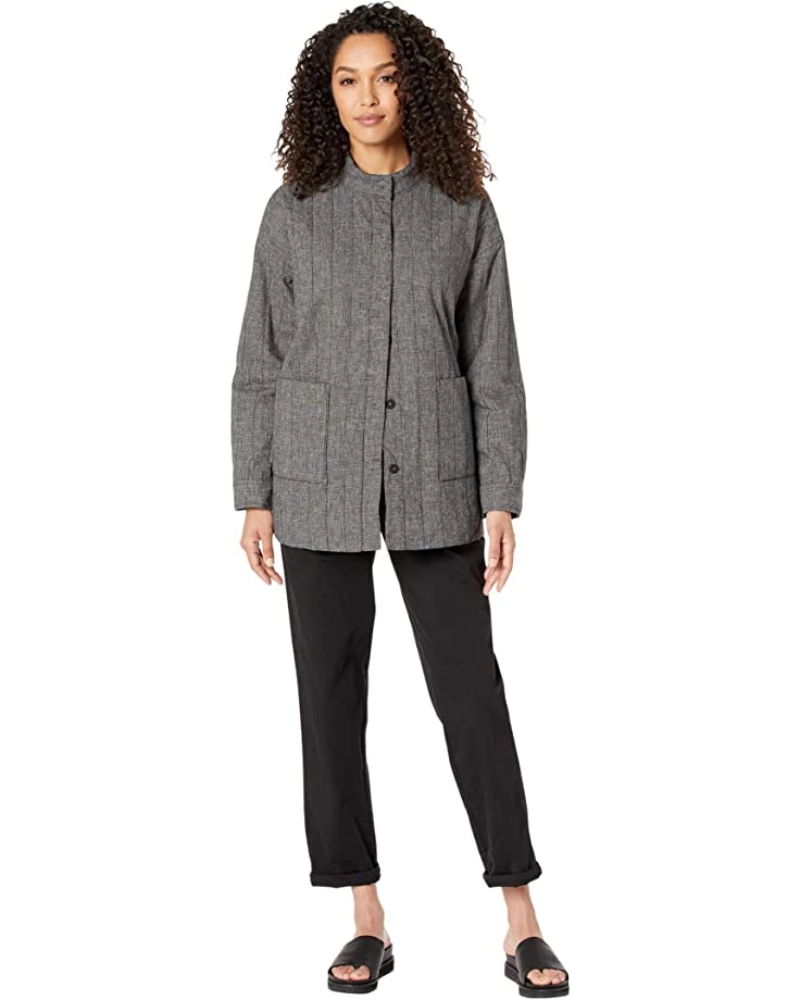 Eileen Fisher Stand Collar Padded Jacket in Hemp Organic Cotton Check | Coats & Outerwear 6 Eileen Fisher Stand Collar Padded Jacket in Hemp Organic Cotton Check | Coats & Outerwear - Image 4