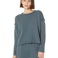 Eileen Fisher Petite Crew Neck Box Top in Organic Cotton French Terry | Hoodies & Sweatshirts