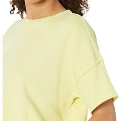 Eileen Fisher Crew Neck Elbow Sleeve Boxy Top in Lightweight Organic Cotton Terry | Shirts & Tops -Eberjey Shop 814B hehVtL. AC SR736920