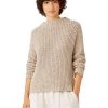 Eileen Fisher Funnel Neck Box Sweater in Peruvian Organic Cotton Boucle | Sweaters