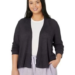 Eileen Fisher V-Neck Cardigan in Organic Linen Cotton Airy Tuck | Sweaters