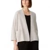 Eileen Fisher Cardigan with 3/4 Sleeves in Organic Linen Cotton Twist | Sweaters