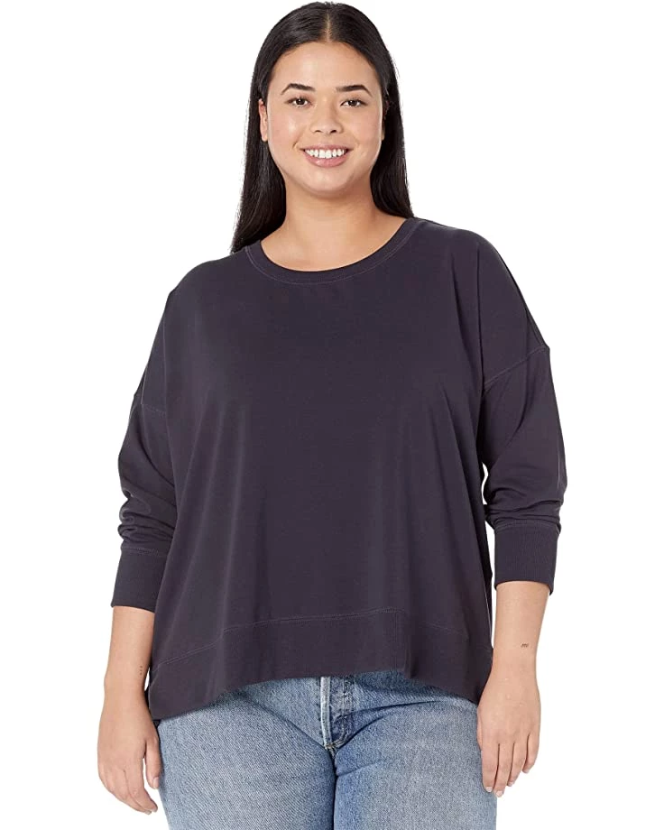 Eileen Fisher Crew Neck Top with High-Low Hem in Organic Pima Cotton Stretch Jersey | Hoodies & Sweatshirts 7 Eileen Fisher Crew Neck Top with High-Low Hem in Organic Pima Cotton Stretch Jersey | Hoodies & Sweatshirts - Image 5