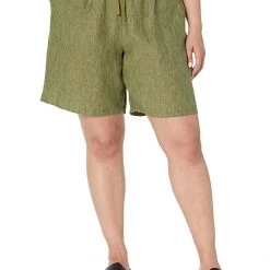 Eileen Fisher Midthigh Shorts w/ Drawstring in Washed Organic Linen Delave