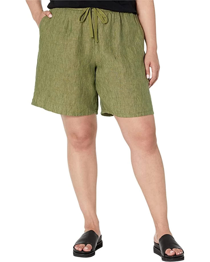 Eileen Fisher Midthigh Shorts w/ Drawstring in Washed Organic Linen Delave 3 Eileen Fisher Midthigh Shorts w/ Drawstring in Washed Organic Linen Delave