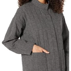 Eileen Fisher Stand Collar Padded Jacket in Hemp Organic Cotton Check | Coats & Outerwear 8 Eileen Fisher Stand Collar Padded Jacket in Hemp Organic Cotton Check | Coats & Outerwear -Eberjey Shop A1Uq 6GBDL. AC SR736920